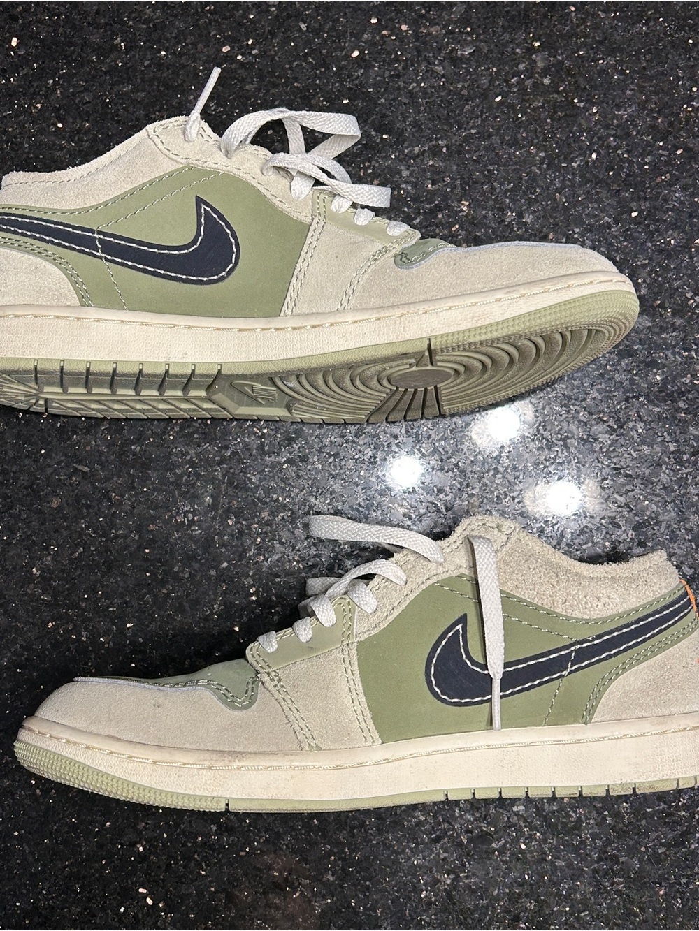 Jordan Low-Top Sneakers in Olive Green and Beige